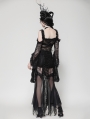 Black Gothic Lace Mesh Splicing Irregular Mermaid Skirt