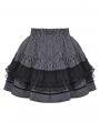 Dark Striped Scholarly Lace Trim Gothic Mini Skirt