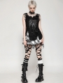 Black and White Punk Checkered Asymmetrical Messy Net Mini Skirt