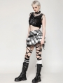 Black and White Punk Checkered Asymmetrical Messy Net Mini Skirt