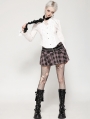 Pink Plaid Gothic Studded Belt Pleated Mini Skirt