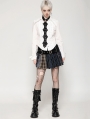 Colorful Plaid Patchwork Faux Leather Waist Mini Skirt