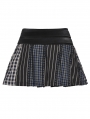 Colorful Plaid Patchwork Faux Leather Waist Mini Skirt