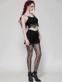 Black Gothic Lace Trim Base Shorts for Women