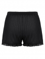 Black Gothic Lace Trim Base Shorts for Women