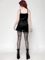 Black Gothic Velvet Embossed Base Shorts for Women