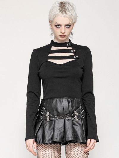 Black Gothic Minimalist Punk Versatile Top for Women