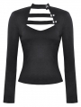 Black Gothic Minimalist Punk Versatile Top for Women