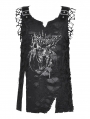 Black Gothic Punk Distressed Graphic Tank Top for Women