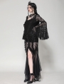 Black Gothic Lace Long Bell-Sleeve Shirt for Women