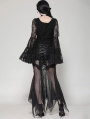 Black Gothic Lace Long Bell-Sleeve Shirt for Women