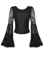 Black Gothic Lace Long Bell-Sleeve Shirt for Women