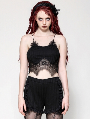 Black Gothic Sexy Lace Camisole Top for Women