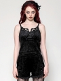 Black Gothic Dark Embossed Velvet Camisole Top for Women