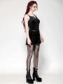 Black Gothic Dark Embossed Velvet Camisole Top for Women