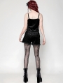 Black Gothic Dark Embossed Velvet Camisole Top for Women