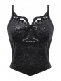 Black Gothic Dark Embossed Velvet Camisole Top for Women