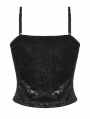 Black Gothic Dark Embossed Velvet Camisole Top for Women