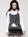 Dark Gray Gothic Striped Academic Halter Asymmetrical Vest for Women