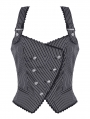 Dark Gray Gothic Striped Academic Halter Asymmetrical Vest for Women