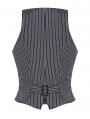 Dark Gray Gothic Striped Academic Halter Asymmetrical Vest for Women