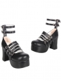 Black Gothic Lolita Hollow Ankle Strap Platform Shoes