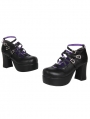 Black Gothic Cross Strap High Heel Shoes