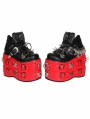 Black Gothic Punk Rivet Skull Chain High Platform Shoes