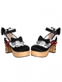 Black Sweet Lolita Bow Strap Chunky Heel Shoes