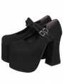 Black Gothic Platform Block High Heel Shoes