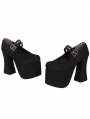 Black Gothic Platform Block High Heel Shoes