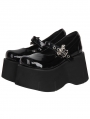 Black Gothic Bat Buckle Strap Platform Shoes