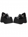 Black Gothic Bat Buckle Strap Platform Shoes