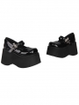 Black Gothic Bat Buckle Strap Platform Shoes