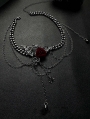 Dark Gothic Retro Rose Layered Chain Tassel Necklace