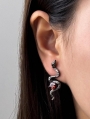 Black Gothic Red Crystal Snake Shape Earrings