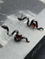 Black Gothic Red Crystal Snake Shape Earrings