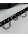 Black Gothic Punk O-Ring Rivet Faux Leather Choker