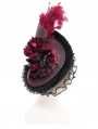 Black and Red Vintage Gothic Feather Rose Beaded Party Hat