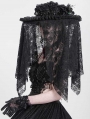 Black Gothic Skull Flower Beading Veil Hat for Women