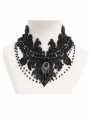 Black Gothic Vintage Lace Crystal Beaded Necklace