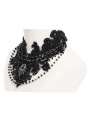 Black Gothic Vintage Lace Crystal Beaded Necklace