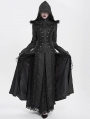 Black Gothic Double Breasted Extra Long Hooded Coat for Women