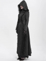 Black Gothic Double Breasted Extra Long Hooded Coat for Women