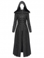 Black Gothic Double Breasted Extra Long Hooded Coat for Women