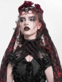 Red and Black Gothic Retro Ruffled Lace Gloves for Women