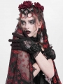 Red and Black Gothic Retro Ruffled Lace Gloves for Women