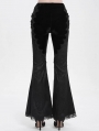 Black Gothic Lace Applique Velvet Long Flared Pants for Women