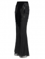 Black Gothic Lace Applique Velvet Long Flared Pants for Women