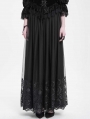 Black Gothic Elegant Lace Applique Mesh Maxi Skirt